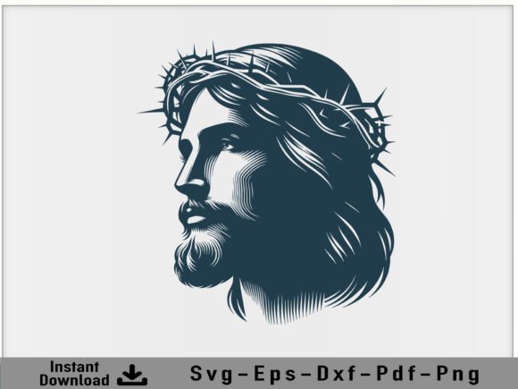 Download Jesus Christ Face Svg Vector Silhouette - Premium Bundle