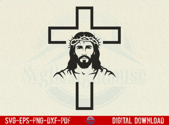 Download Cross with Jesus Face SVG - Jesus face svg Collection