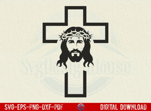 Download Cross with Jesus Face SVG - Jesus face svg Collection