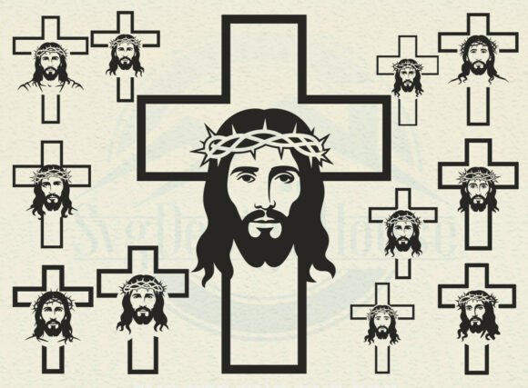 Download Cross with Jesus Face SVG Bundle - Jesus face svg Collection
