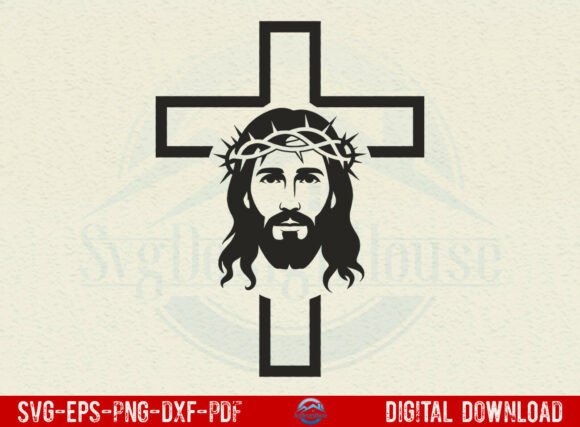 Download Cross with Jesus Face SVG - Jesus face svg Collection