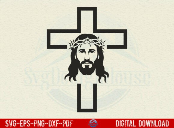 Download Cross with Jesus Face SVG - Jesus face svg Collection