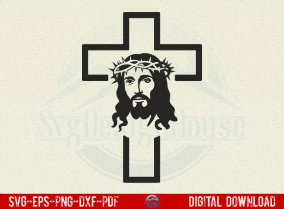 Download Cross with Jesus Face SVG - Jesus face svg Collection