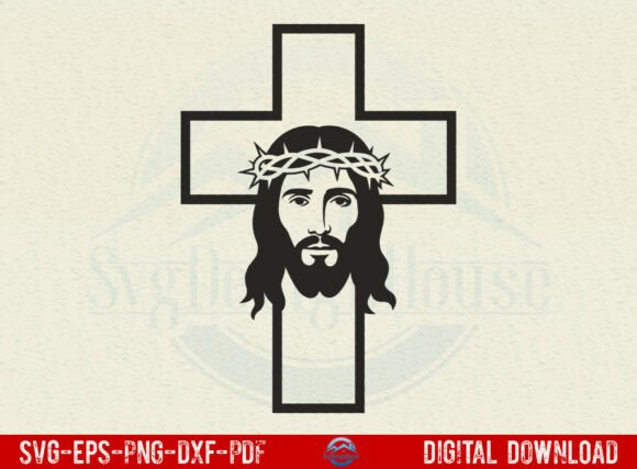 Download Cross with Jesus Face SVG - Jesus face svg Collection